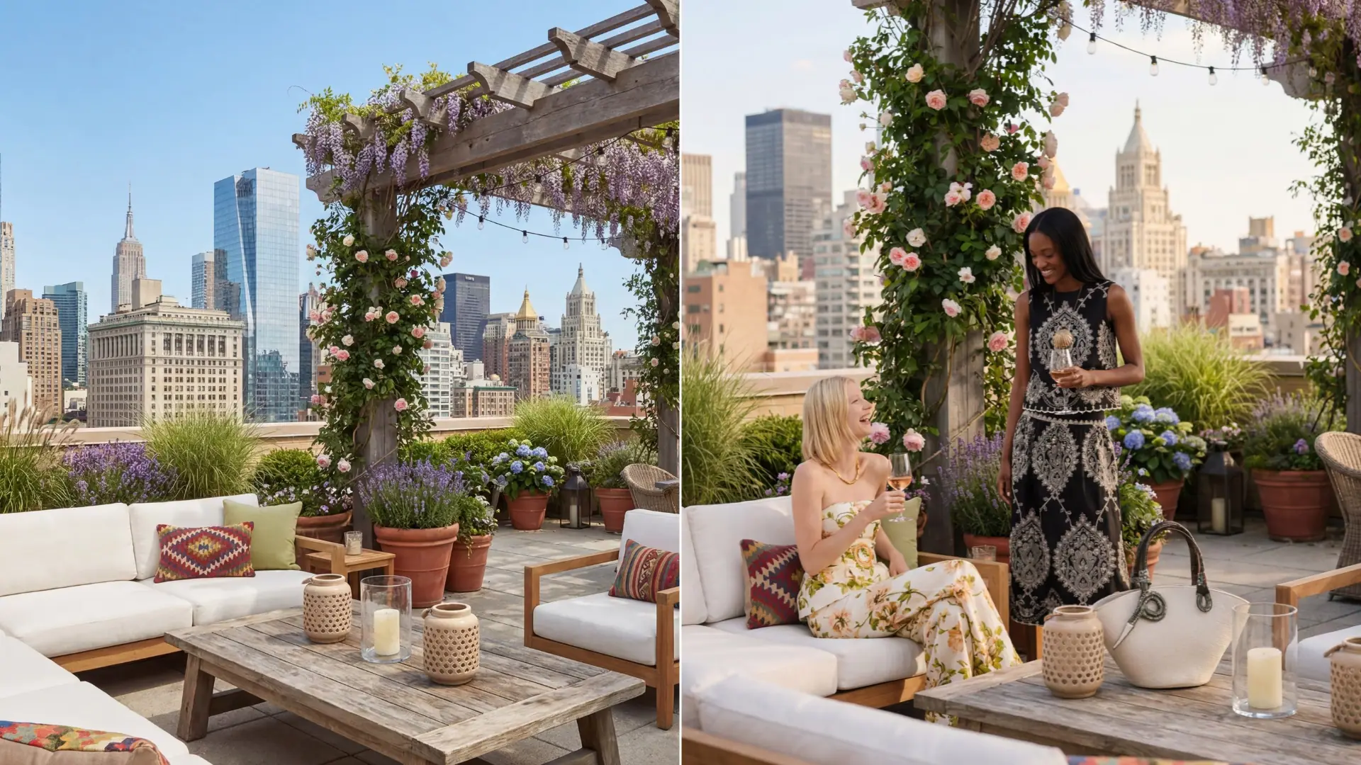 Rooftop terrace with city views