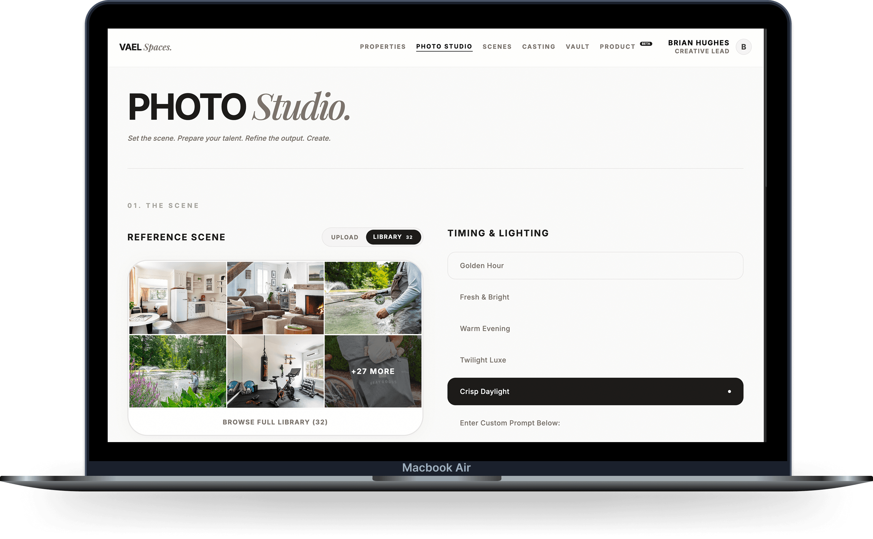 Vael Spaces Photo Studio on MacBook